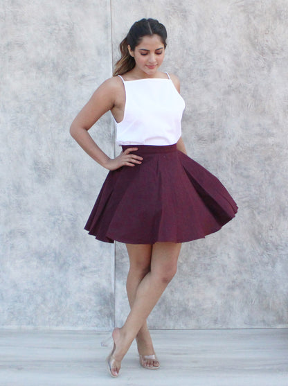 Skater Mini Layered Linen Skirt