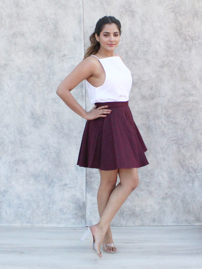 Skater Mini Layered Linen Skirt