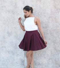 Skater Mini Layered Linen Skirt