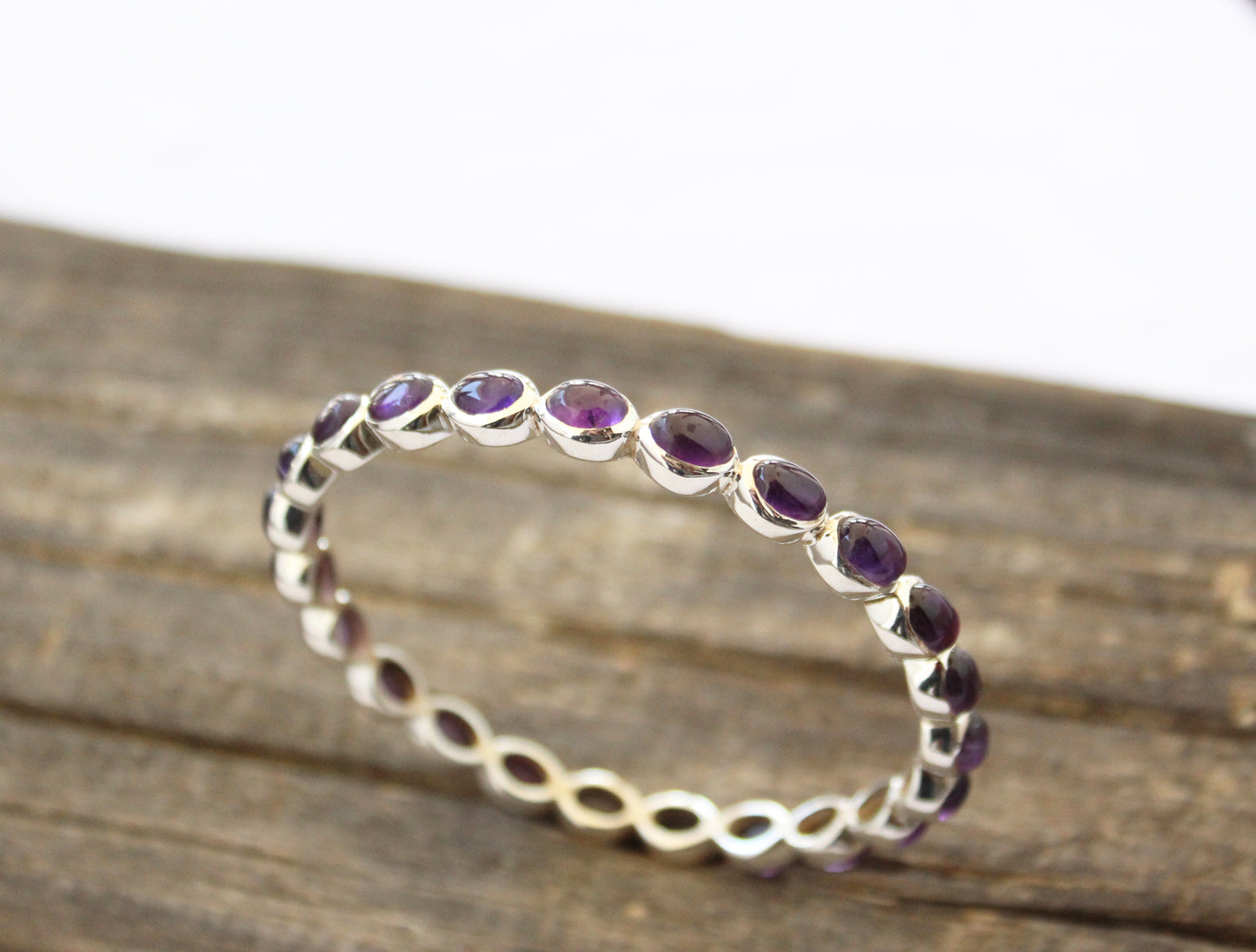 Amethyst Bangle, Natural Purple Amethyst Bracelet, Sterling Silver, Silver Gemstone Bangles, Gemstone Bangles, Bezel Set Bangles