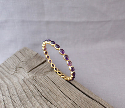 Amethyst Bangle, Natural Purple Amethyst Bracelet, Sterling Silver, 14K Gold Filled Bangle, Gemstone Bangles, Bezel Set Bangles