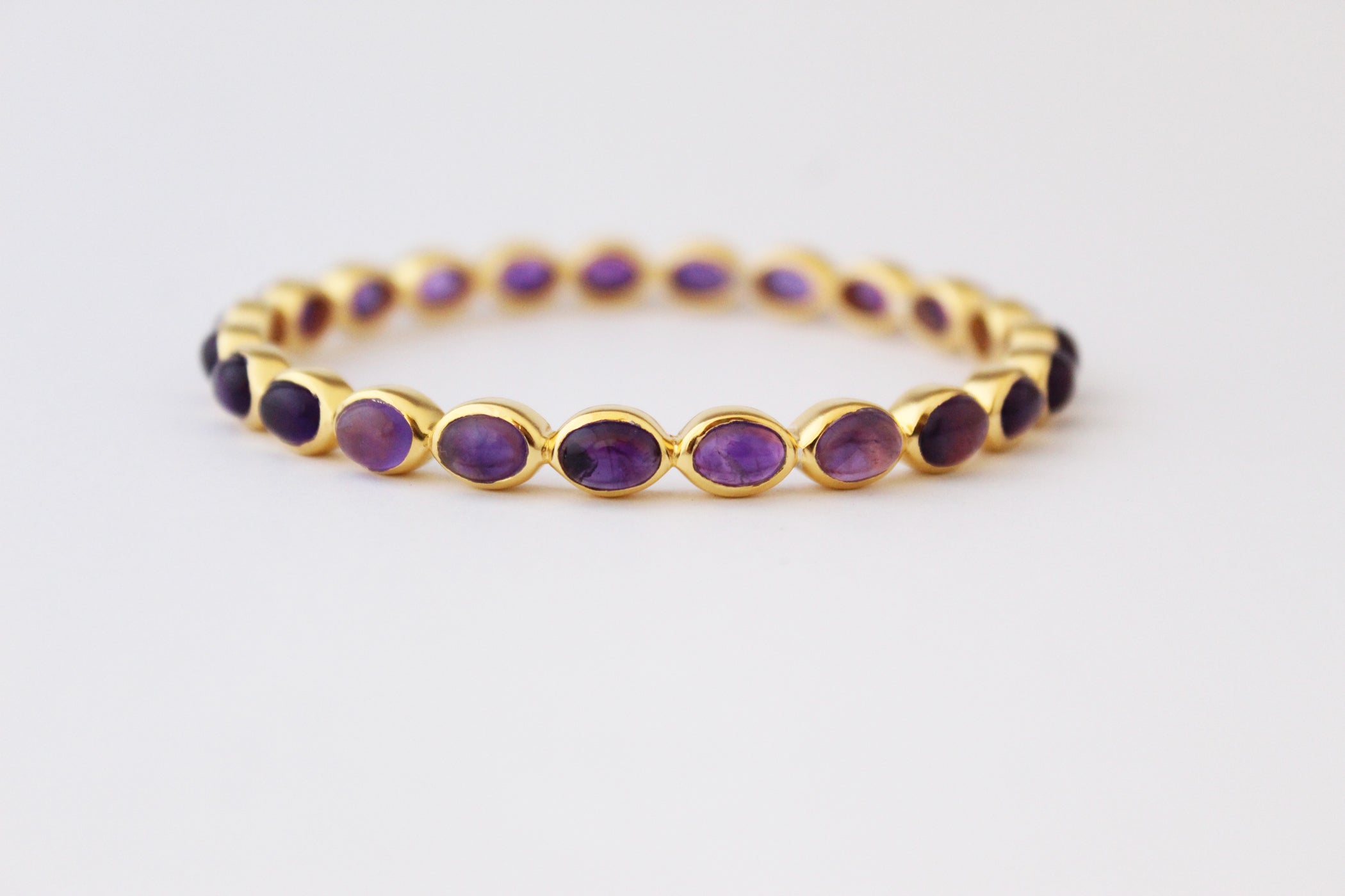 Amethyst Bangle, Natural Purple Amethyst Bracelet, Sterling Silver, 14K Gold Filled Bangle, Gemstone Bangles, Bezel Set Bangles