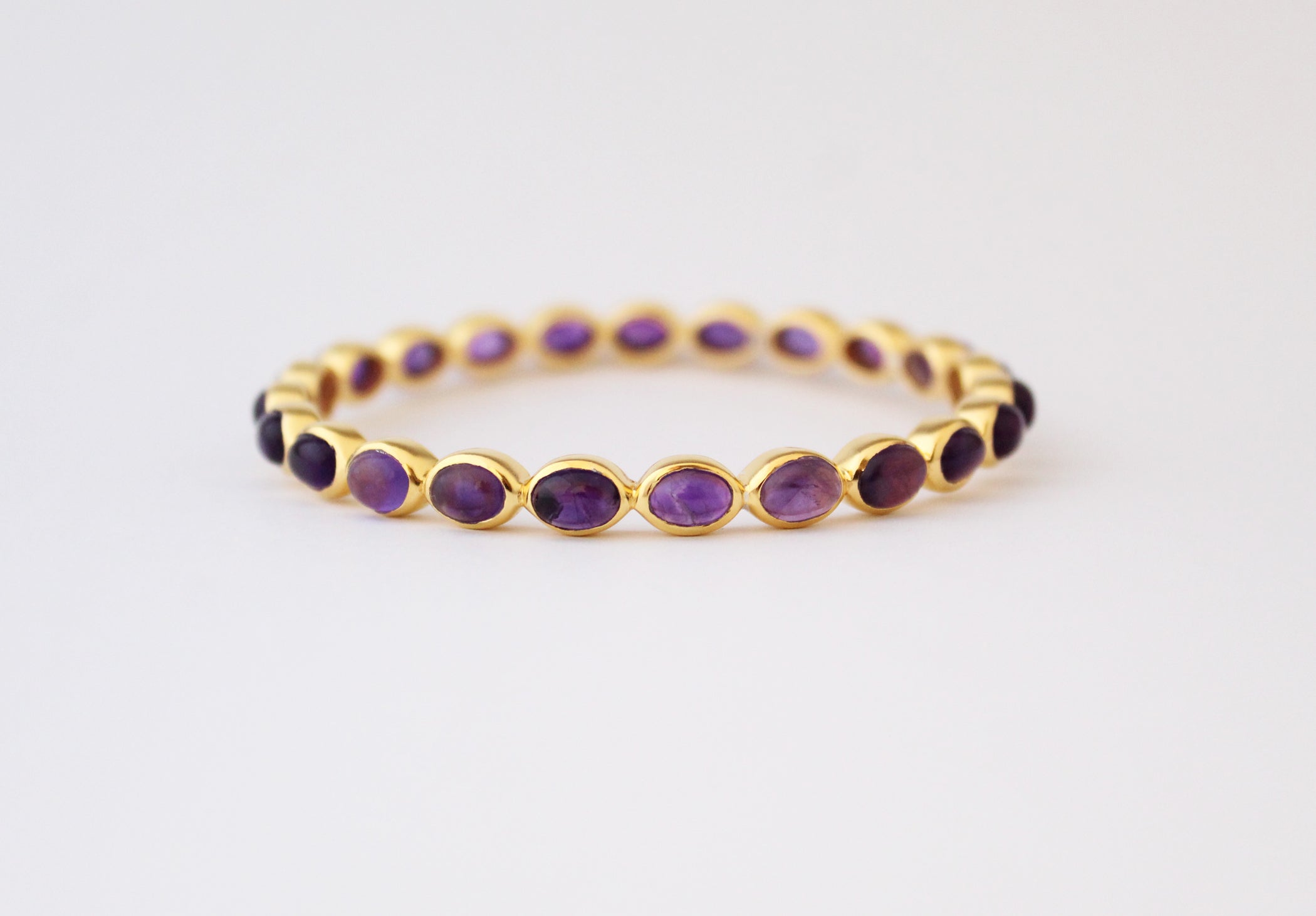 Amethyst Bangle, Natural Purple Amethyst Bracelet, Sterling Silver, 14K Gold Filled Bangle, Gemstone Bangles, Bezel Set Bangles