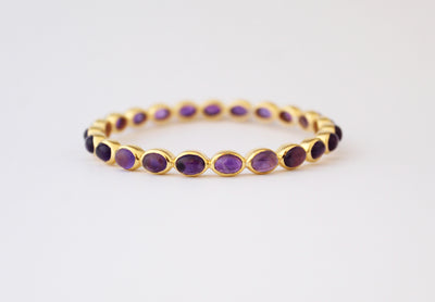 Amethyst Bangle, Natural Purple Amethyst Bracelet, Sterling Silver, 14K Gold Filled Bangle, Gemstone Bangles, Bezel Set Bangles
