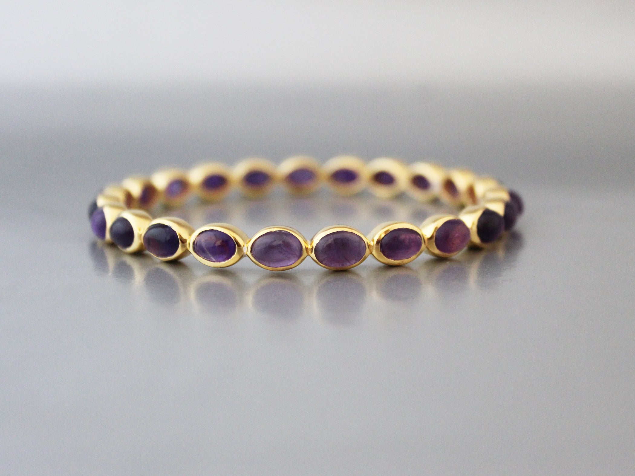 Amethyst Bangle, Natural Purple Amethyst Bracelet, Sterling Silver, 14K Gold Filled Bangle, Gemstone Bangles, Bezel Set Bangles