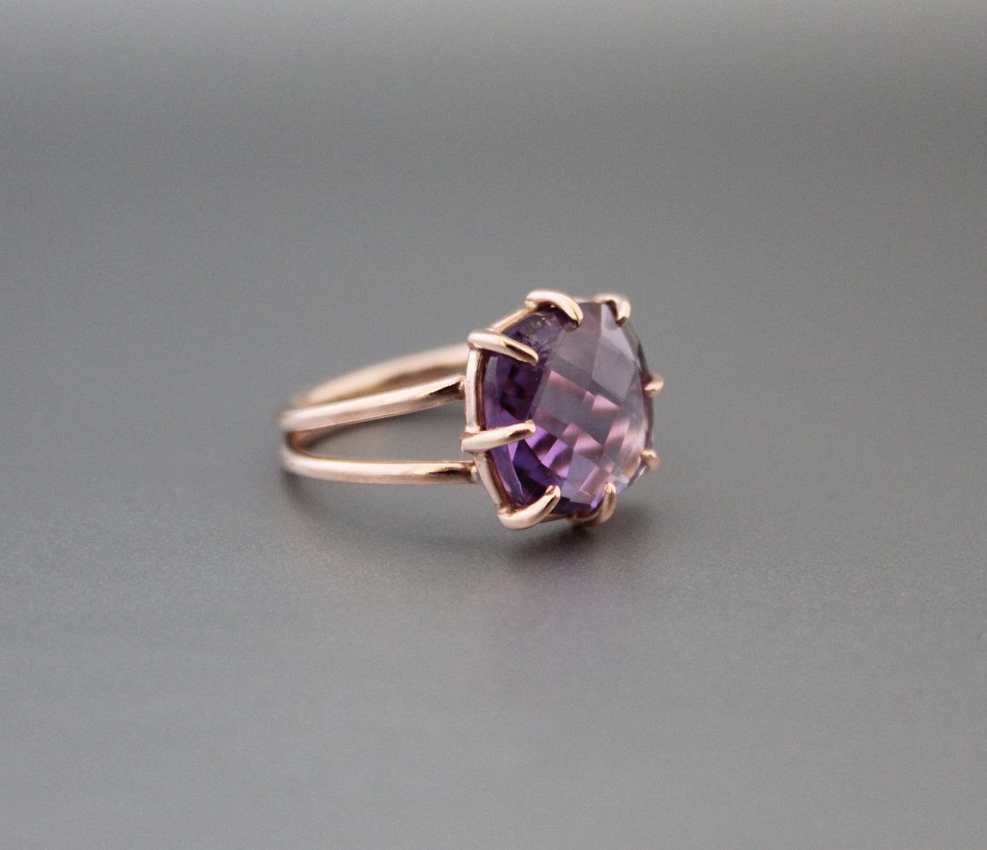 Amethyst Ring, Sterling Silver, Natural Purple Amethyst Ring, Square Ring, February Birthstone, Anniversary Ring, Promise Ring, Prong Ring