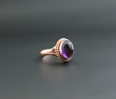 Natural Amethyst Ring, 925 Silver Ring, Amethyst Faceted Ring, Amethyst Jewelry, Rose Gold Ring, Engagement Ring, Cocktail Ring, Purple Gem