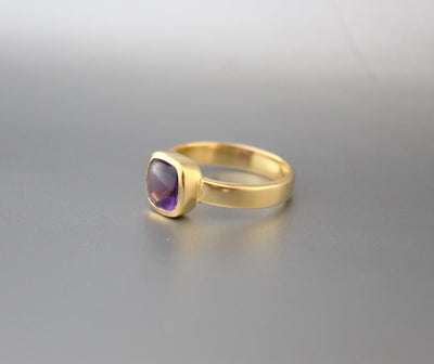 Natural Amethyst Ring, Sterling Silver,February Birthstone,14K Gold Filled Ring, Engagement Ring, Gemstone Ring, Amethyst Jewelry, Modern