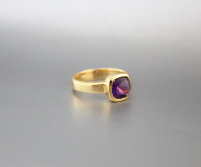 Natural Amethyst Ring, Sterling Silver,February Birthstone,14K Gold Filled Ring, Engagement Ring, Gemstone Ring, Amethyst Jewelry, Modern
