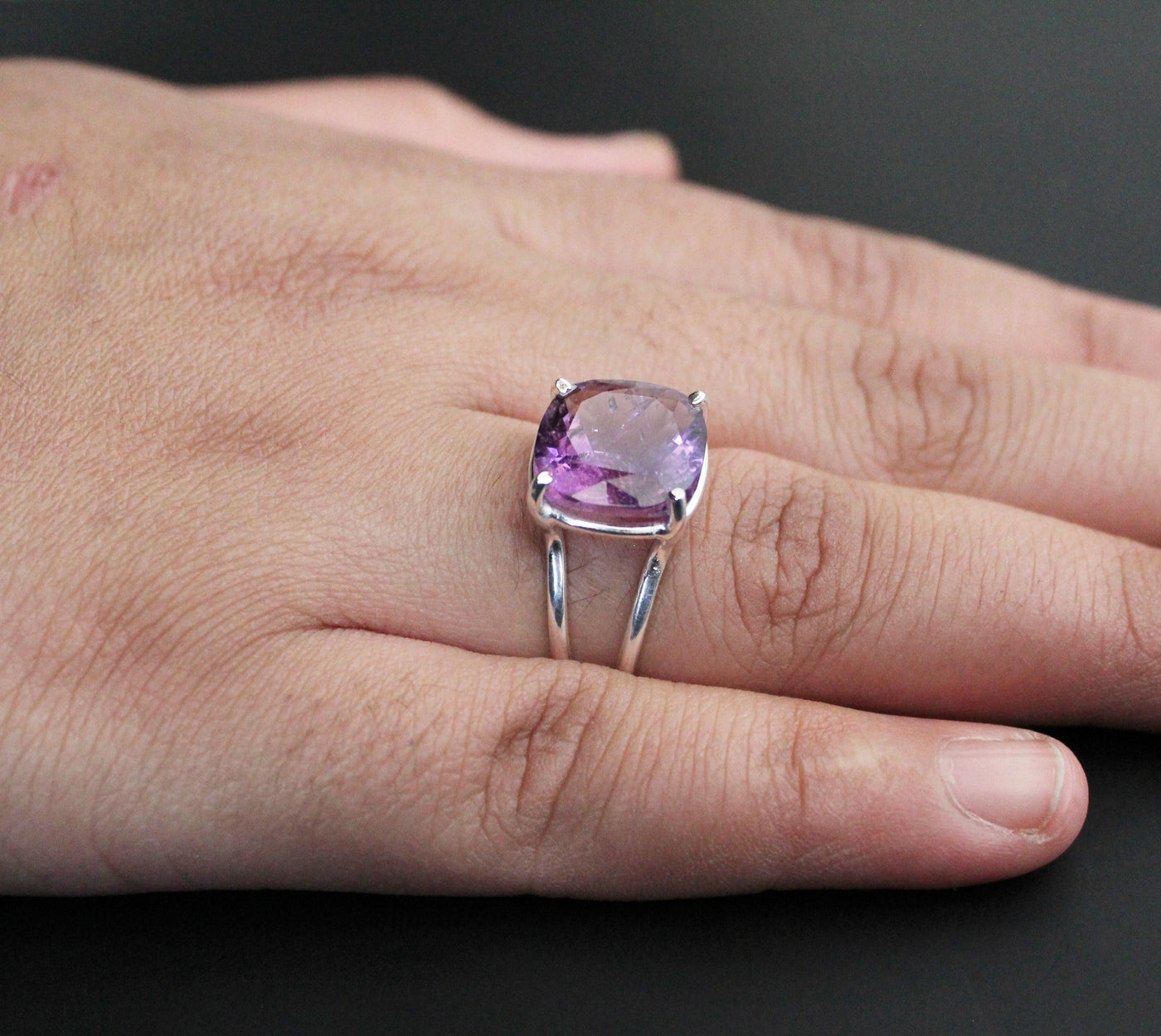 Natural Amethyst Ring, Crystal Ring, Sterling Silver Ring, Purple Amethyst Ring, Minimalist Ring, Stack Ring, Birthstone Jewelry, Rings