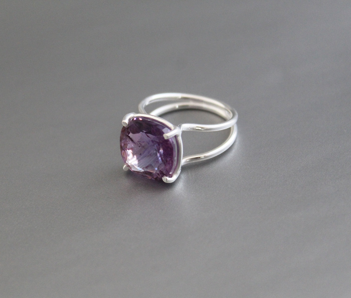 Natural Amethyst Ring, Crystal Ring, Sterling Silver Ring, Purple Amethyst Ring, Minimalist Ring, Stack Ring, Birthstone Jewelry, Rings
