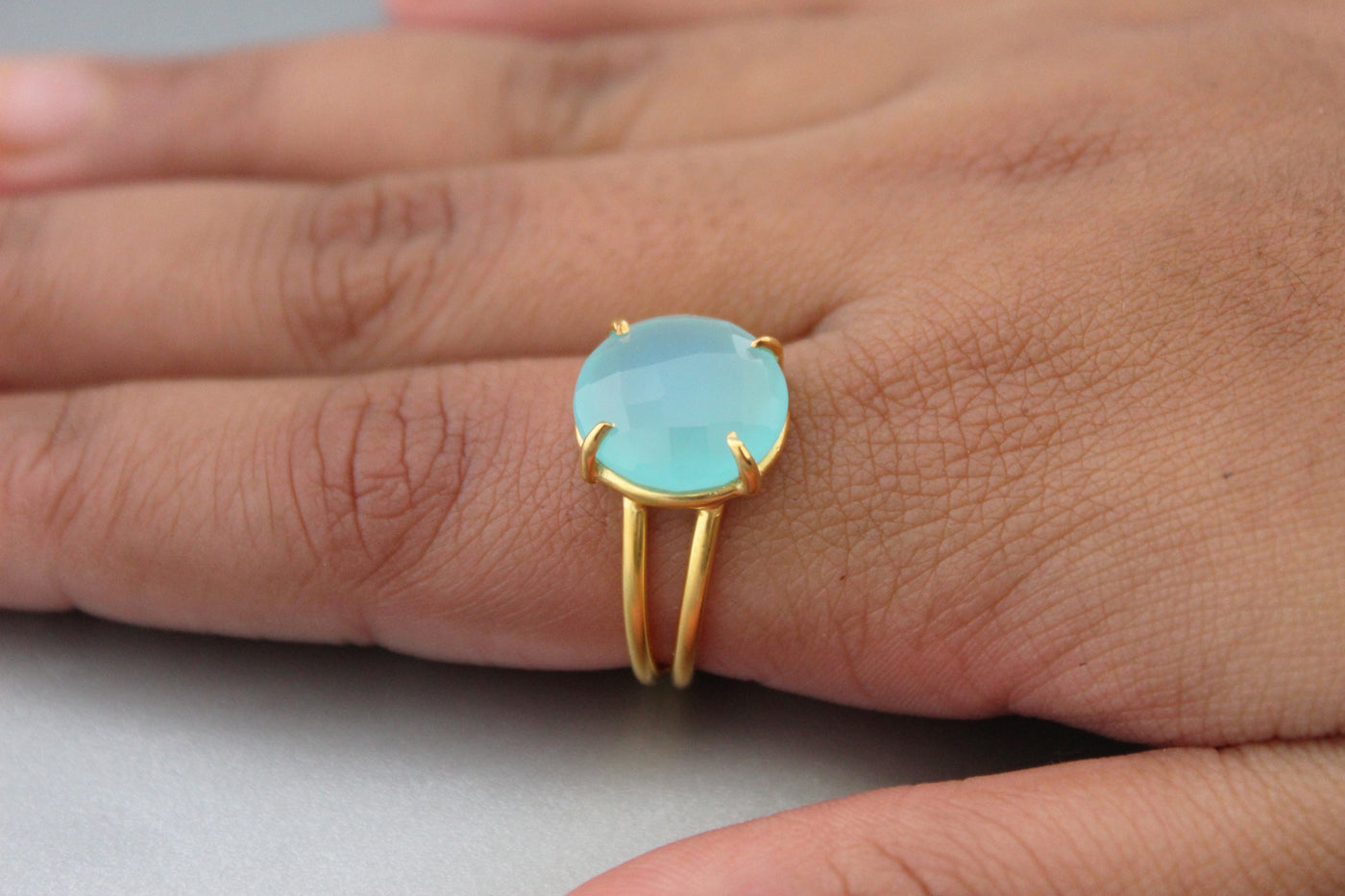 Aqua Chalcedony Ring ,Statement Rings,Stackable Rings,Chalcedony , rose Gold Ring, rings for Women,Blue Ring, Aqua Ring, Proposal Ring