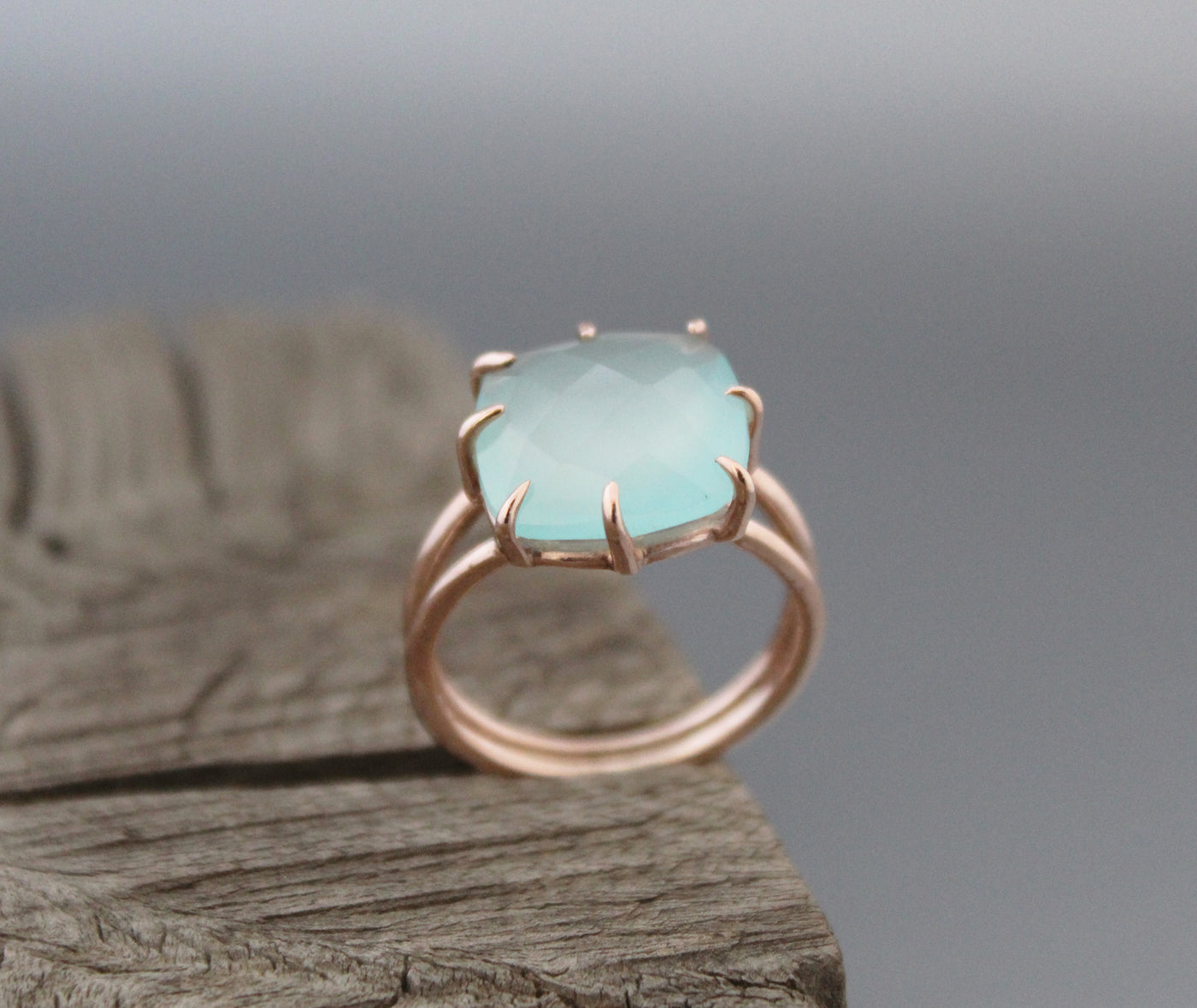 Aqua Chalcedony Ring, Sterling Silver Jewelry, Gemstone Ring, Minimalist Ring, Rings for Women , March Birthstone Ring
