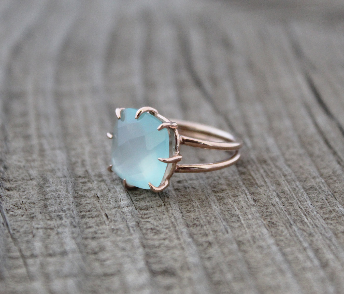 Aqua Chalcedony Ring, Sterling Silver Jewelry, Gemstone Ring, Minimalist Ring, Rings for Women , March Birthstone Ring