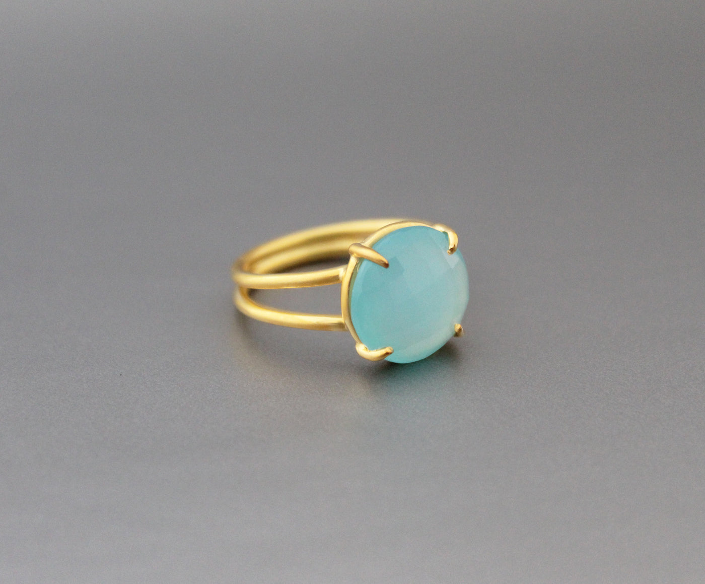 Aqua Chalcedony Ring ,Statement Rings,Stackable Rings,Chalcedony , rose Gold Ring, rings for Women,Blue Ring, Aqua Ring, Proposal Ring