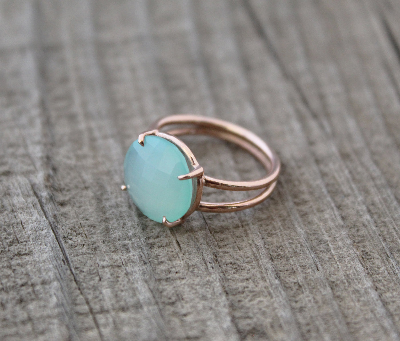 Aqua Chalcedony Ring ,Statement Rings,Stackable Rings,Chalcedony , rose Gold Ring, rings for Women,Blue Ring, Aqua Ring, Proposal Ring