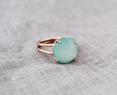 Aqua Chalcedony Ring ,Statement Rings,Stackable Rings,Chalcedony , rose Gold Ring, rings for Women,Blue Ring, Aqua Ring, Proposal Ring
