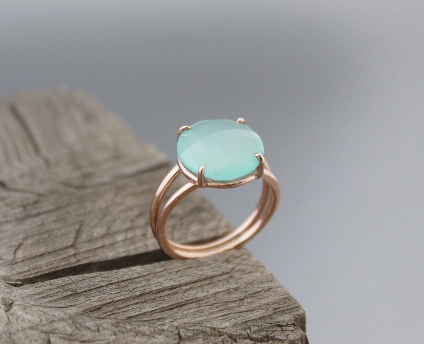 Aqua Chalcedony Ring ,Statement Rings,Stackable Rings,Chalcedony , rose Gold Ring, rings for Women,Blue Ring, Aqua Ring, Proposal Ring