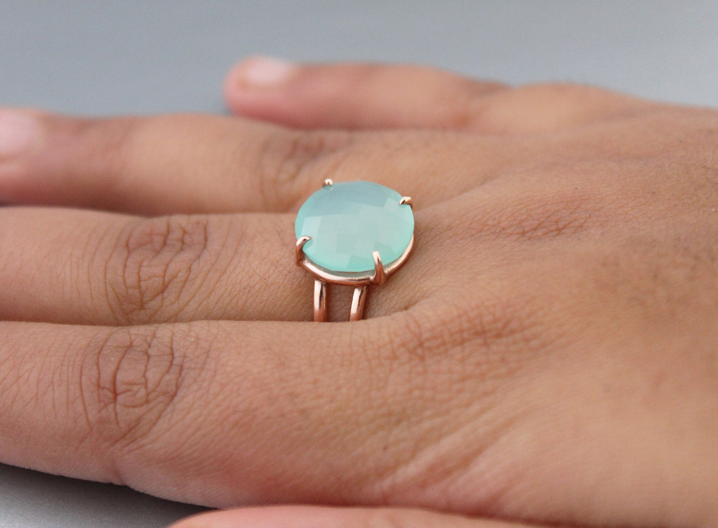 Aqua Chalcedony Ring