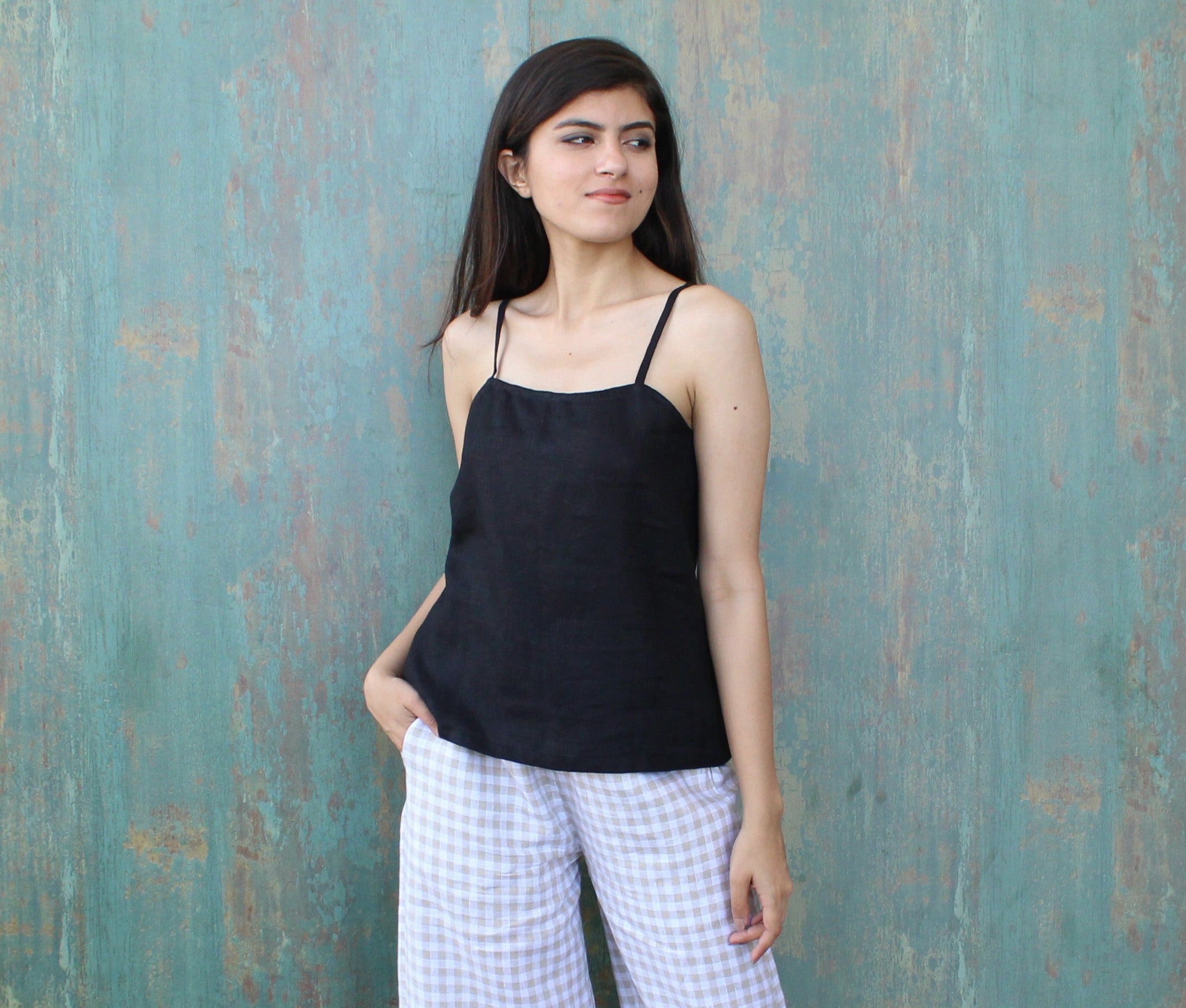 Black Linen Camisole