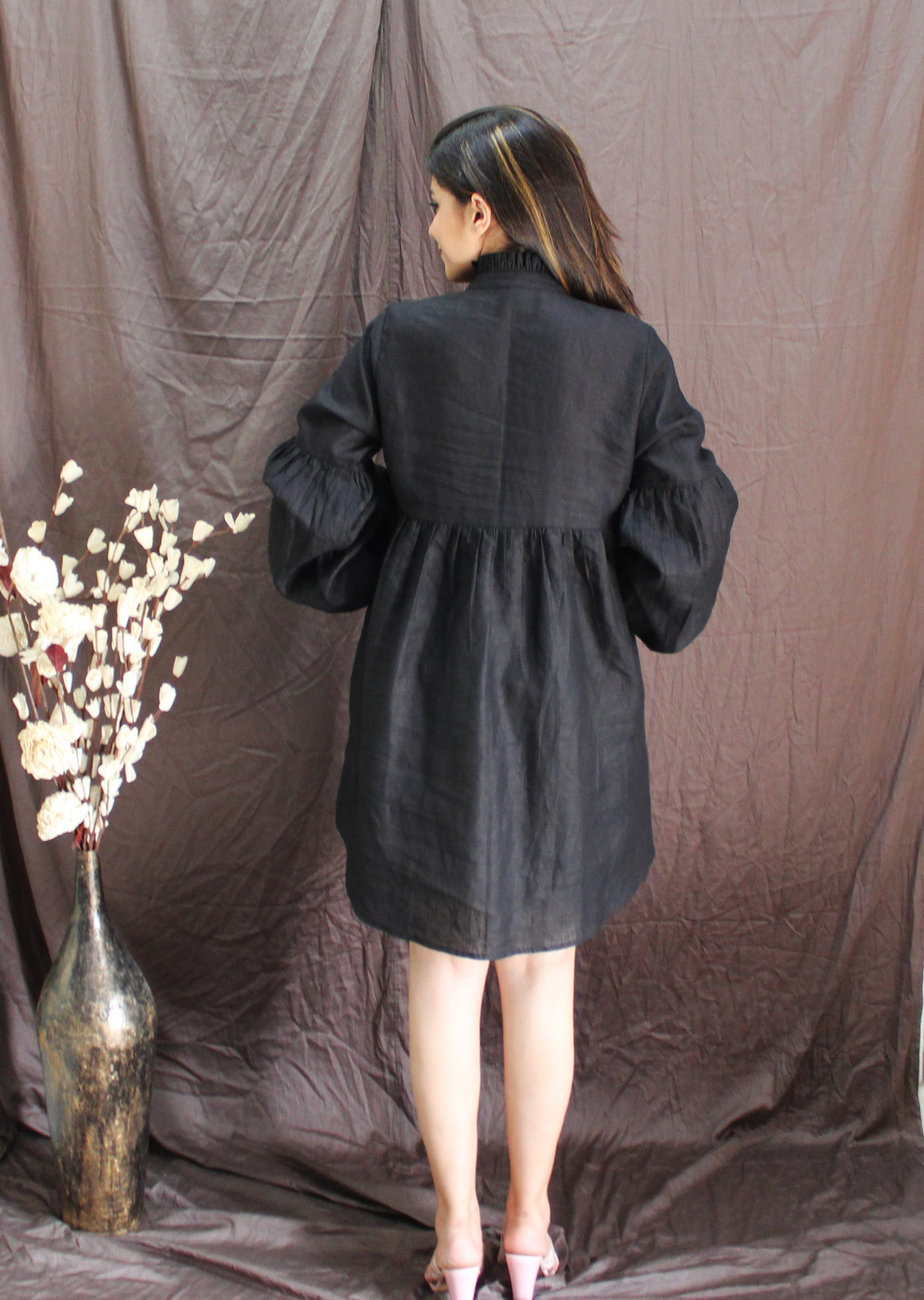 Black Linen Tunic with Pockets