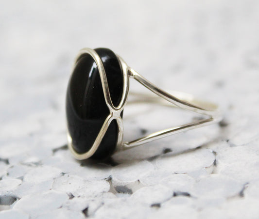 Natural Black Onyx Ring, Rose Gold Ring, 925 Sterling Silver Ring, Designer Ring, Black Onyx Jewelry, Beautiful Ring,Natural Stone,Boho Ring