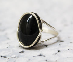 Natural Black Onyx Ring, Rose Gold Ring, 925 Sterling Silver Ring, Designer Ring, Black Onyx Jewelry, Beautiful Ring,Natural Stone,Boho Ring
