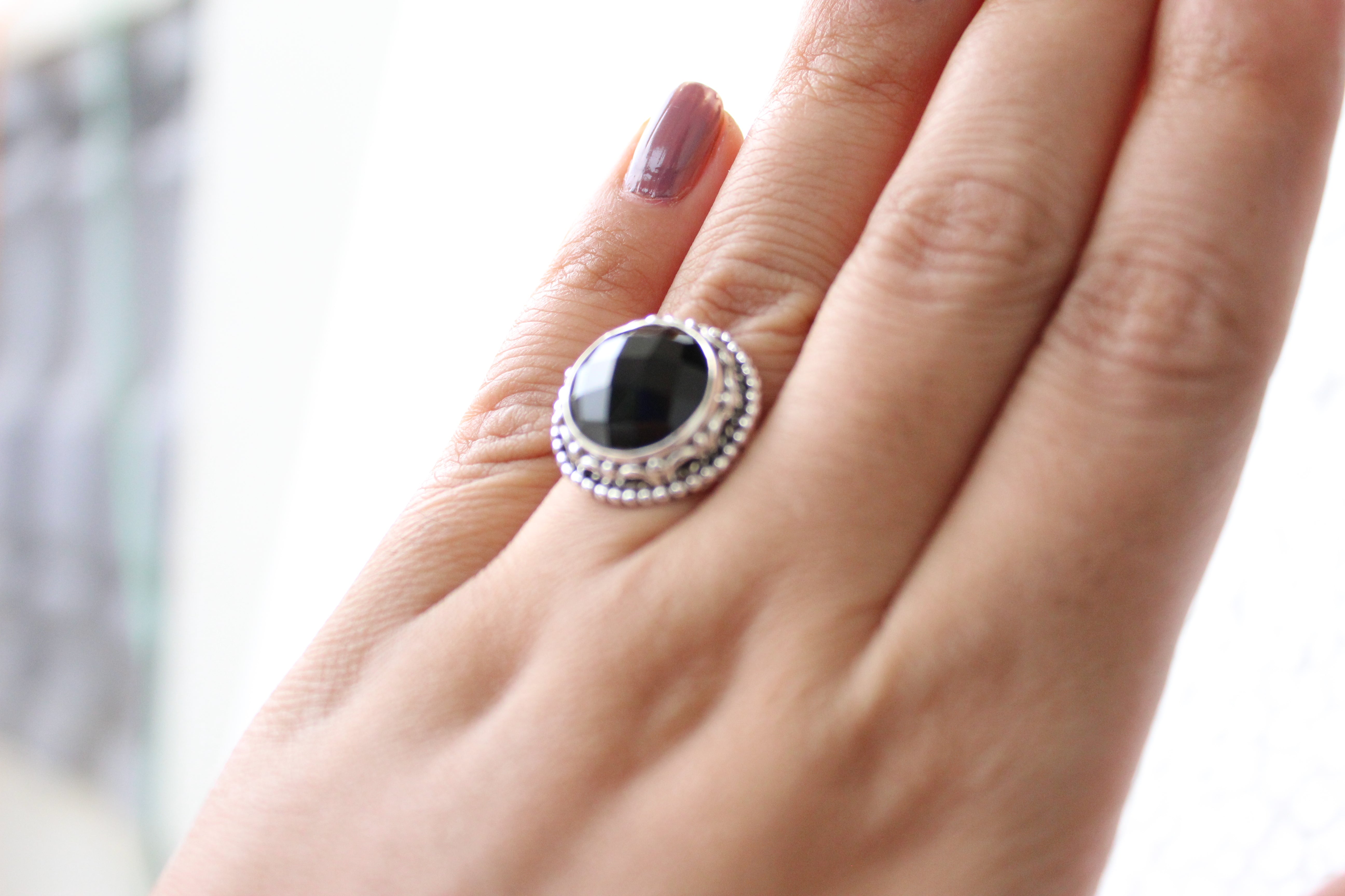 Natural Black Onyx Ring, Handmade Ring, Sterling Silver, Black Gemstone Ring, December Birthstone, Gift For Her, Birthday, Promise