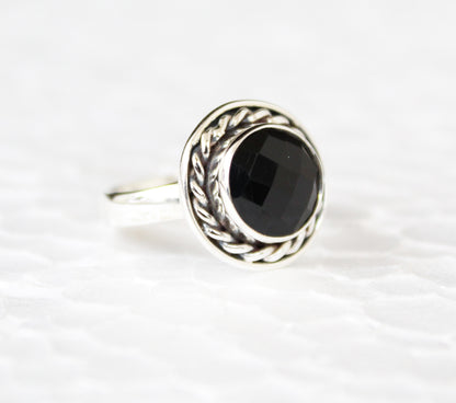 Natural Black Onyx Ring, Handmade Ring, Sterling Silver, Black Gemstone Ring, December Birthstone, Gift For Her, Birthday, Promise