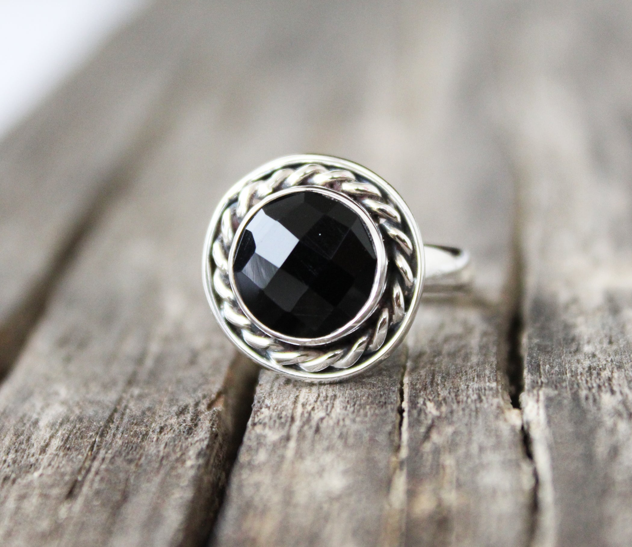 Natural Black Onyx Ring, Handmade Ring, Sterling Silver, Black Gemstone Ring, December Birthstone, Gift For Her, Birthday, Promise