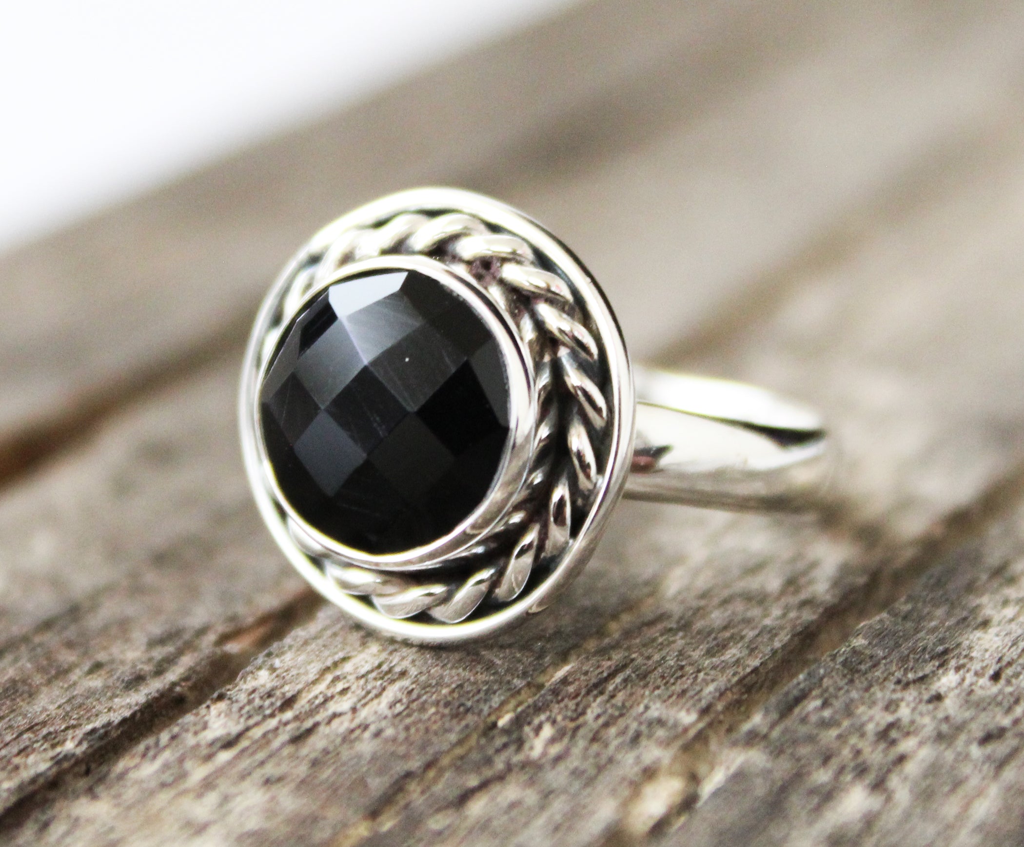 Natural Black Onyx Ring, Handmade Ring, Sterling Silver, Black Gemstone Ring, December Birthstone, Gift For Her, Birthday, Promise