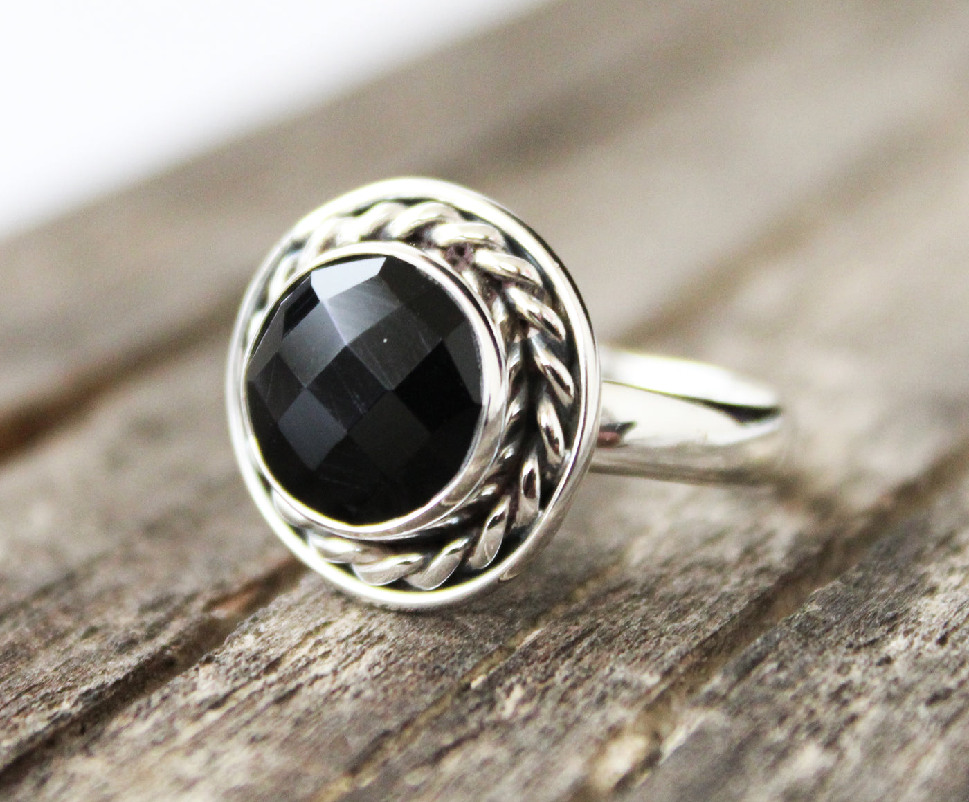 Natural Black Onyx Ring, Handmade Ring, Sterling Silver, Black Gemstone Ring, December Birthstone, Gift For Her, Birthday, Promise