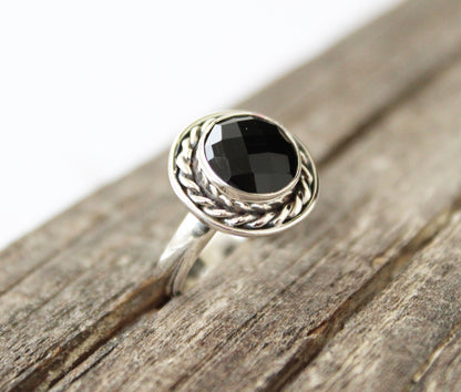 Natural Black Onyx Ring, Handmade Ring, Sterling Silver, Black Gemstone Ring, December Birthstone, Gift For Her, Birthday, Promise