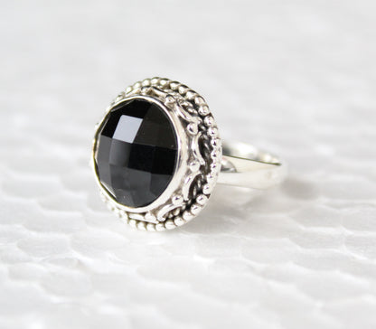 Natural Black Onyx Ring, Handmade Ring, Sterling Silver, Black Gemstone Ring, December Birthstone, Gift For Her, Birthday, Promise