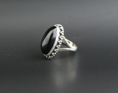 Black Onyx Oval Ring, One of a kind genuine Black Onyx Ring, Sterling Silver Ring, Delicate Stone Ring, Everyday Ring, Customize Rings