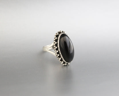 Black Onyx Oval Ring, One of a kind genuine Black Onyx Ring, Sterling Silver Ring, Delicate Stone Ring, Everyday Ring, Customize Rings