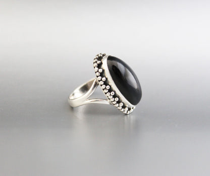 Black Onyx Oval Ring, One of a kind genuine Black Onyx Ring, Sterling Silver Ring, Delicate Stone Ring, Everyday Ring, Customize Rings