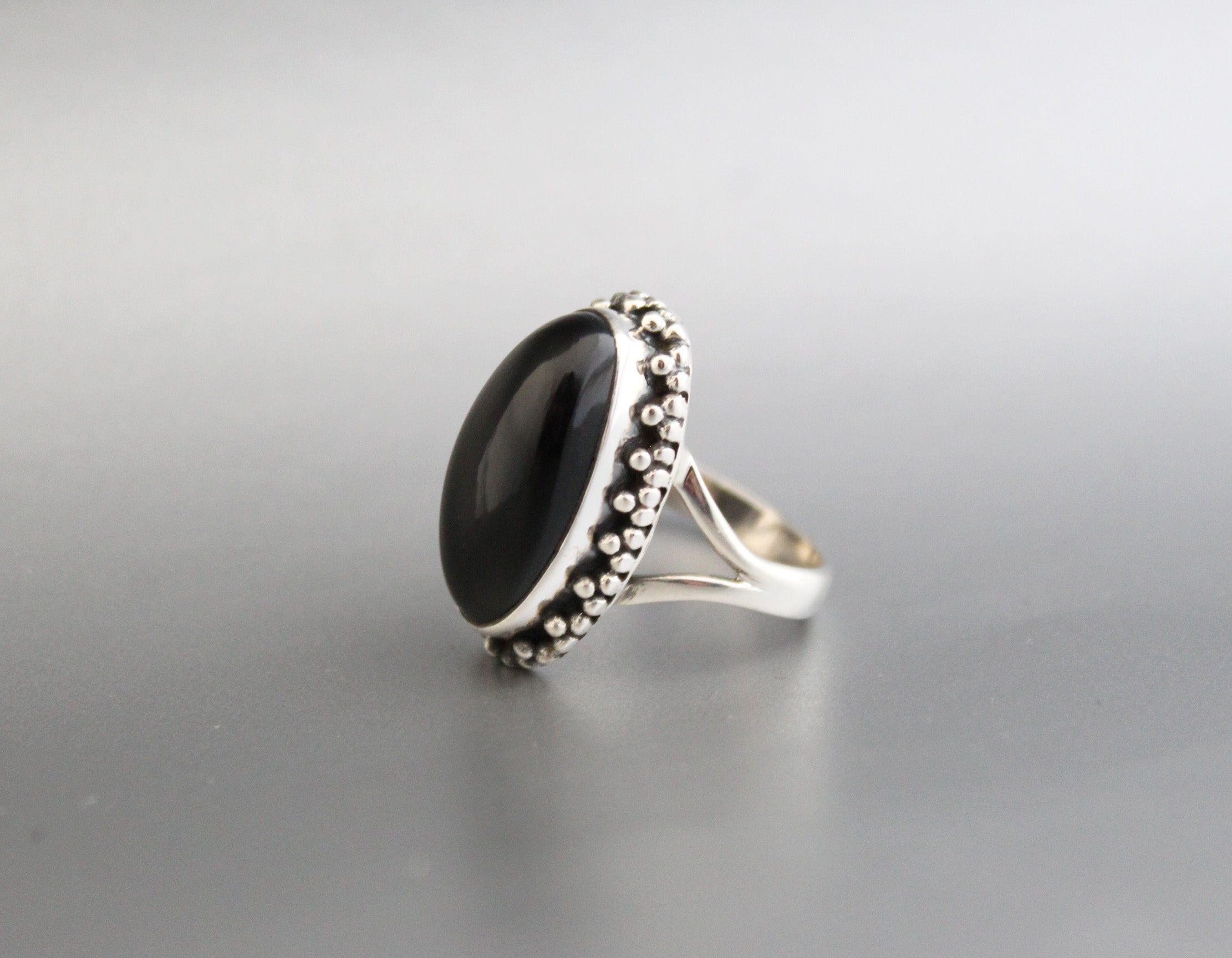 Black Onyx Oval Ring, One of a kind genuine Black Onyx Ring, Sterling Silver Ring, Delicate Stone Ring, Everyday Ring, Customize Rings