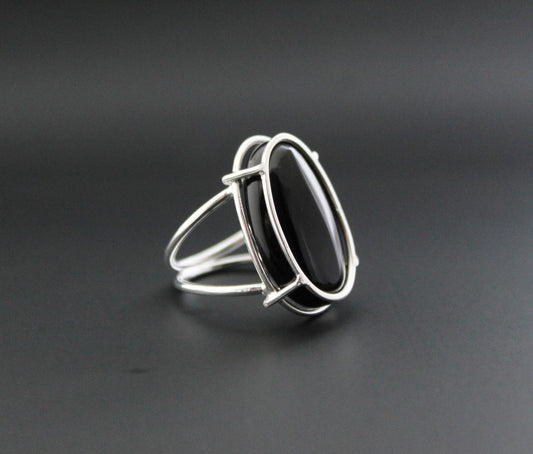 Natural Black Onyx Ring, Handmade Silver Ring, December Birthstone, Promise Ring, 925 Sterling Silver Ring, Tumble Black Onyx Designer Ring