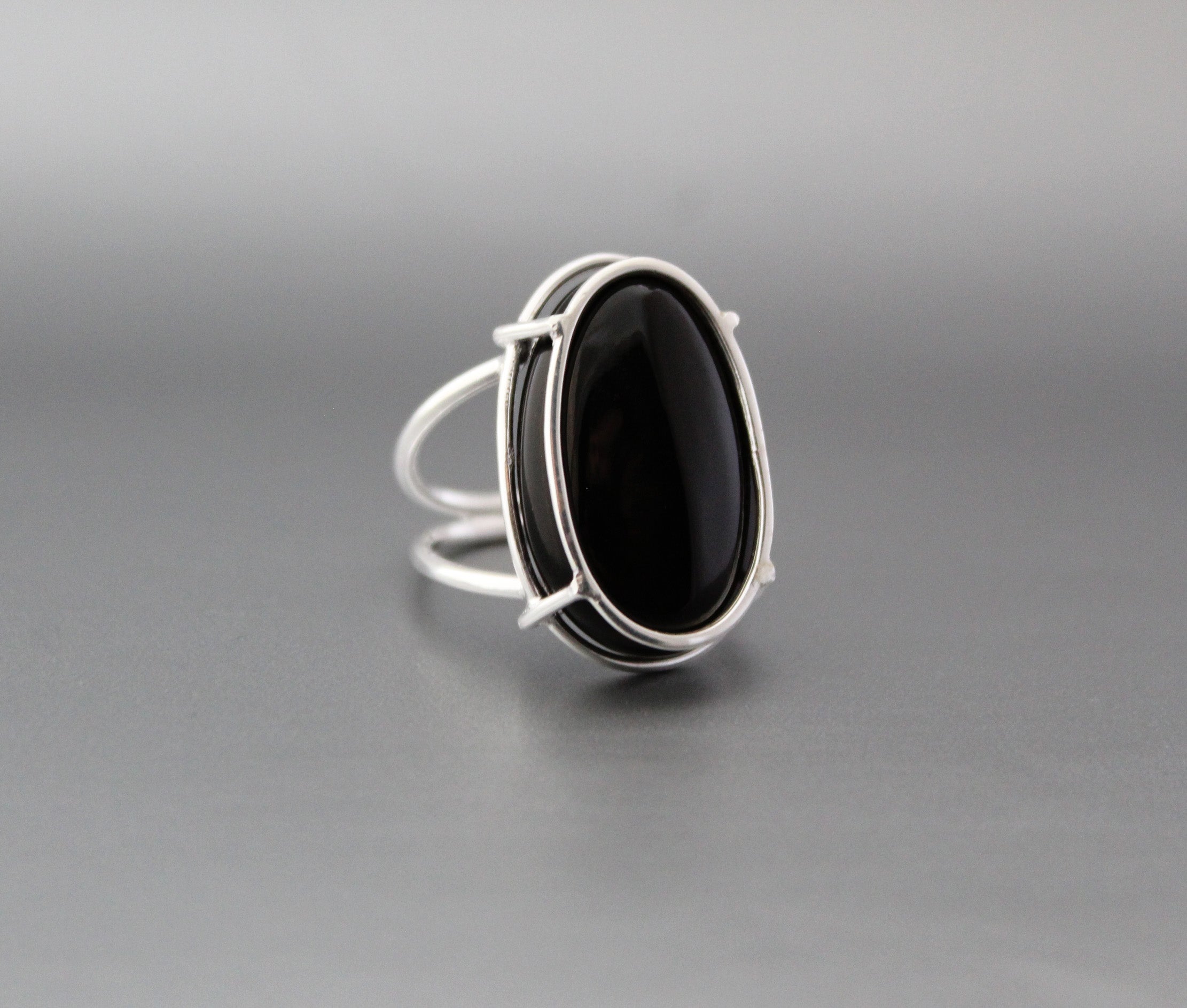 Natural Black Onyx Ring, Handmade Silver Ring, December Birthstone, Promise Ring, 925 Sterling Silver Ring, Tumble Black Onyx Designer Ring