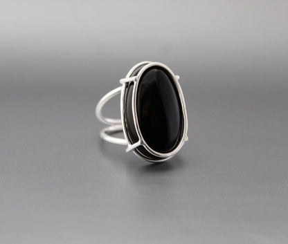 Natural Black Onyx Ring, Handmade Silver Ring, December Birthstone, Promise Ring, 925 Sterling Silver Ring, Tumble Black Onyx Designer Ring