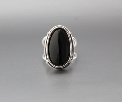 Natural Black Onyx Ring, Handmade Silver Ring, December Birthstone, Promise Ring, 925 Sterling Silver Ring, Tumble Black Onyx Designer Ring