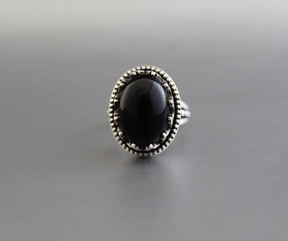 Natural Black Onyx Ring, Rose Gold Ring, 925 Sterling Silver Ring, Designer Ring, Black Onyx Jewelry, Black Diamond Ring, Natural Stone,Boho