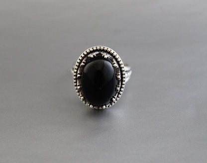 Natural Black Onyx Ring, Rose Gold Ring, 925 Sterling Silver Ring, Designer Ring, Black Onyx Jewelry, Black Diamond Ring, Natural Stone,Boho