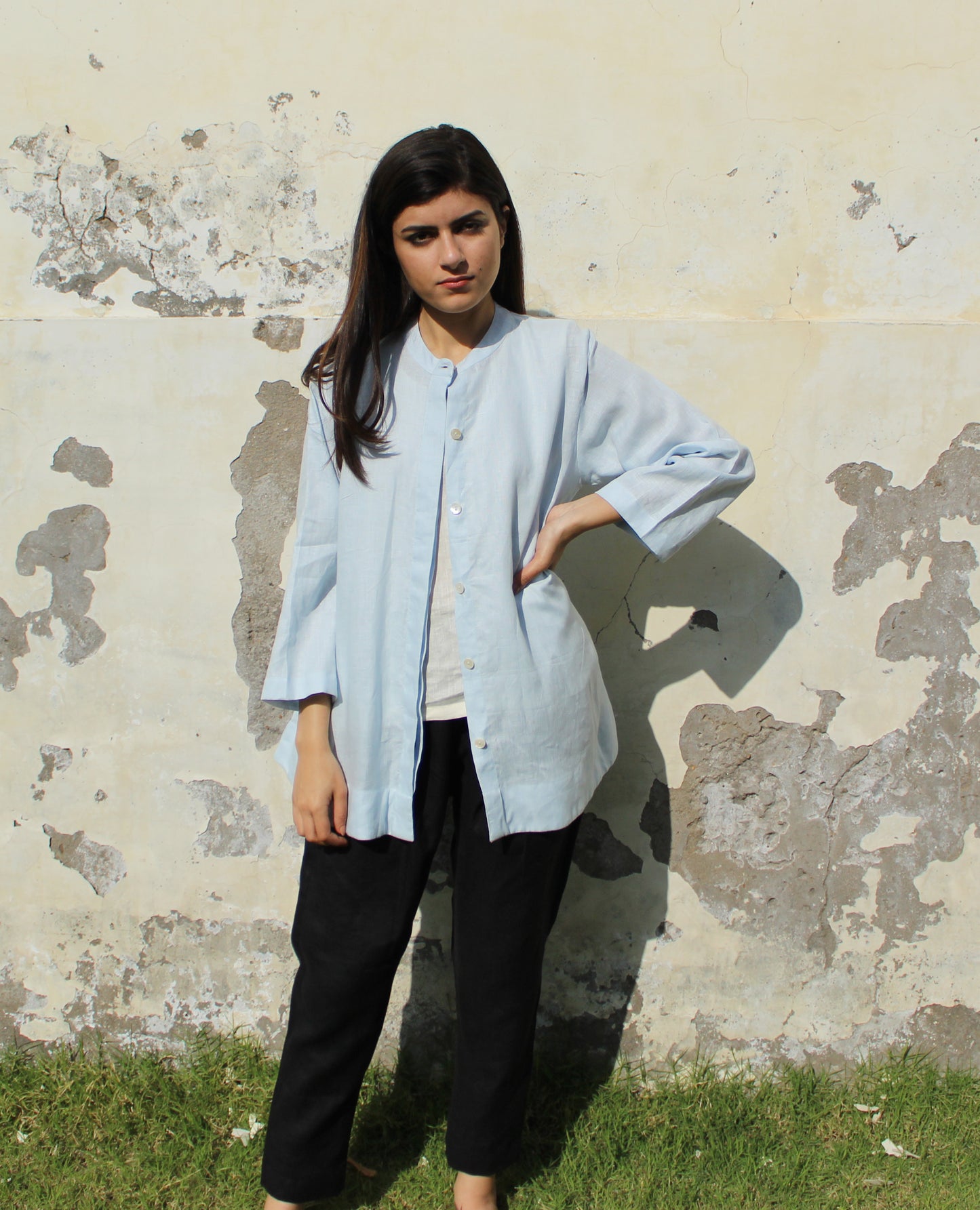 Button Down Loose Linen Top, Linen Tunic Top