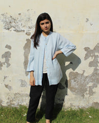 Button Down Loose Linen Top, Linen Tunic Top