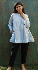 Button Down Loose Linen Top, Linen Tunic Top