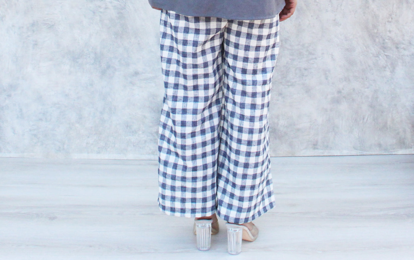 Casual Soft Cotton Loose Blouse with Checks Pants