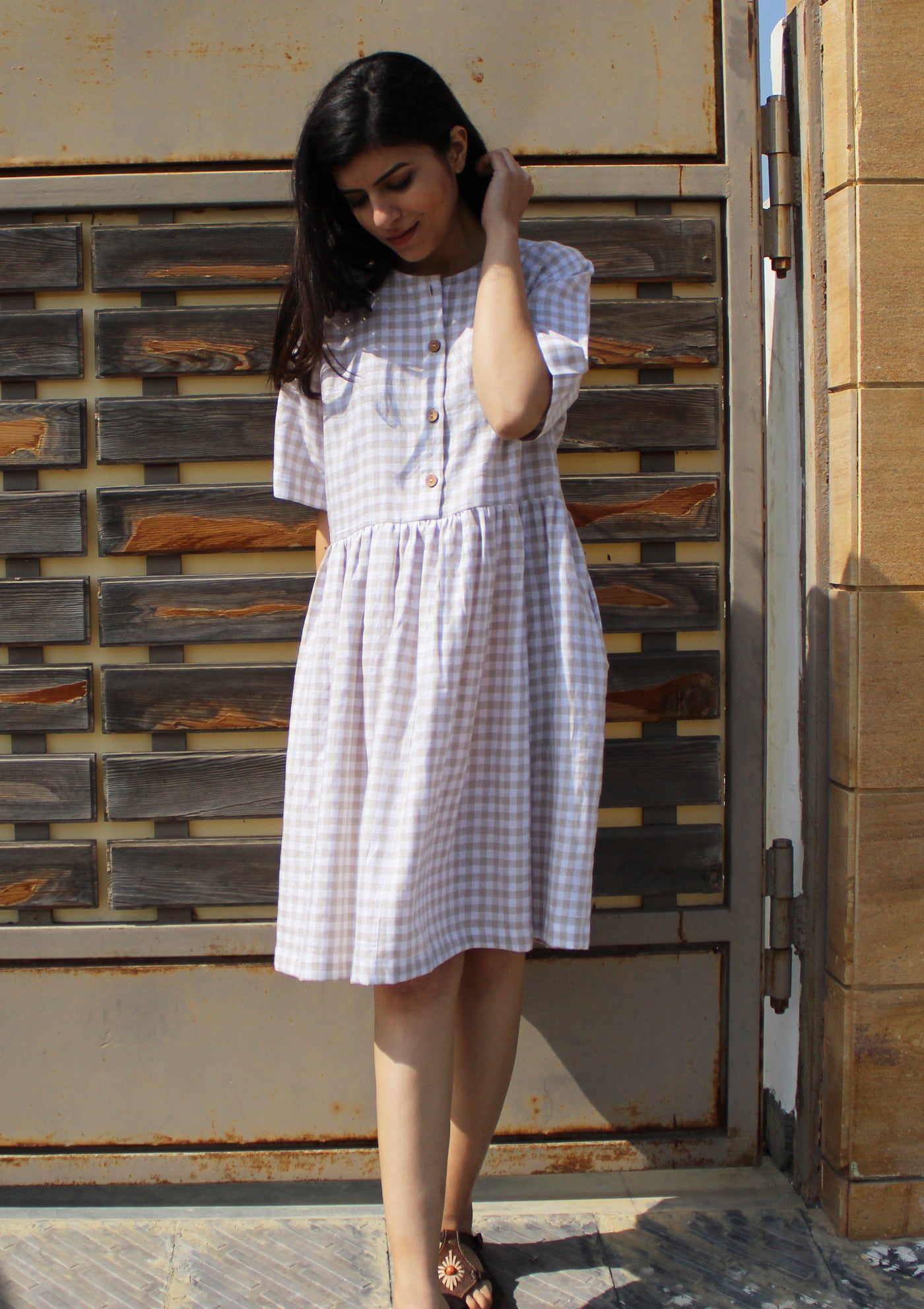 Checks Linen Dress