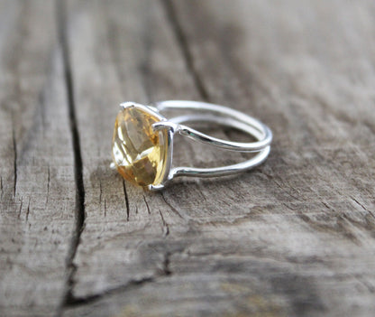 Natural Citrine Ring, November Birthstone, Stacking Ring, Yellow Crystal Ring, Designer Ring, Gold Ring, Wedding Gifts, Gift for Her